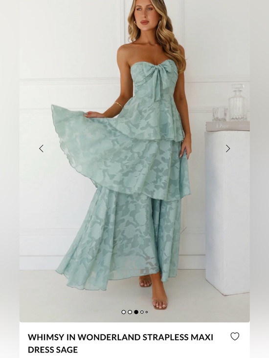 Hello Molly Dresses & Skirts - Hello Molly Strapless Tiered Maxi Dress in Sage Green